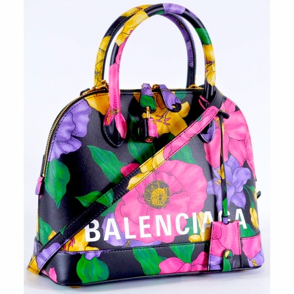Balenciaga Handbags - HOST PIC BALENCIAGA MEDIUM BLACK FLORAL VILLE TOP HANDLE CROSSBODY BAG